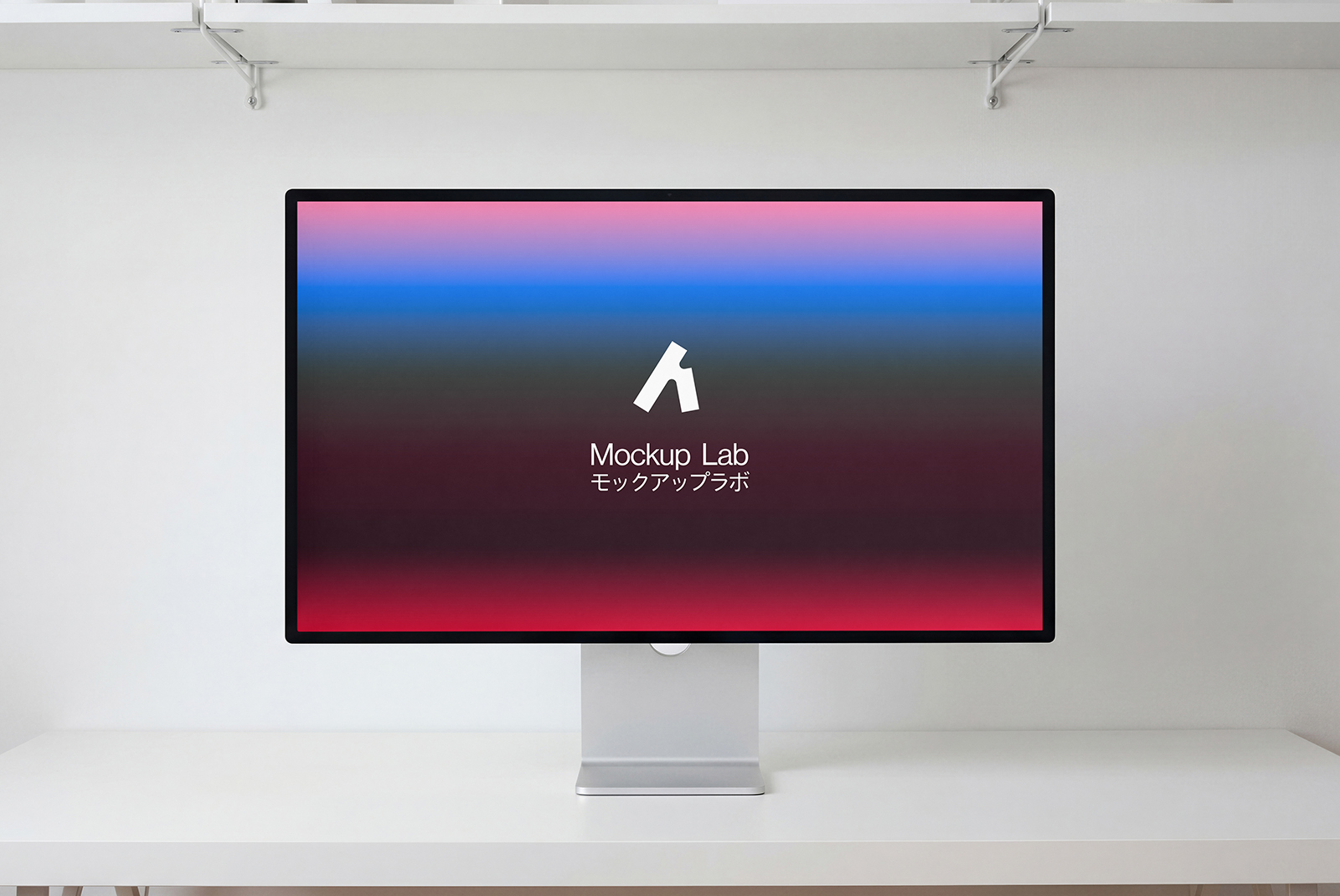 Front view of the sleek display mockup, showcasing a vibrant UI design on the screen.